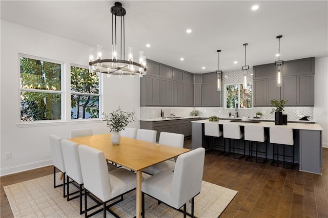 60 Newcastle St SW, Atlanta, GA 30314 - dining room with a chandelier, dark wood-style flooring, and recessed lighting