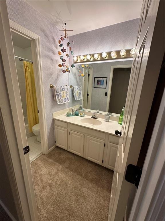 3962 Fox Glen Dr, Woodstock, GA 30189 - full bathroom with vanity and shower / bathtub combination with curtain