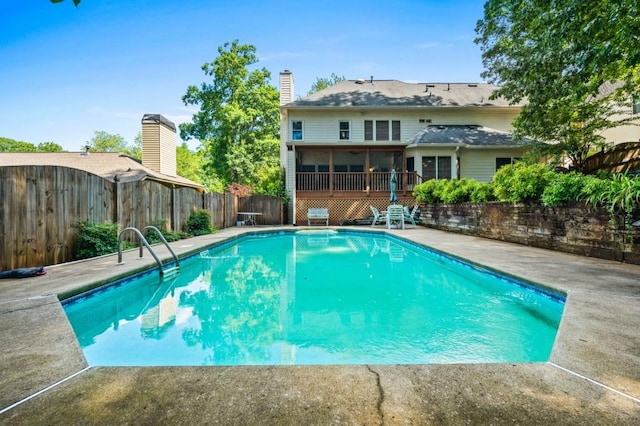 2610 Chadwick Rd, Marietta, GA 30066 - view of pool featuring a fenced backyard and a wooden deck