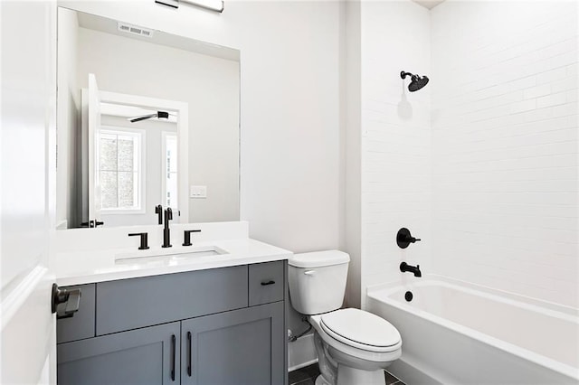 7210 Summit Pl, Alpharetta, GA 30009 - bathroom with toilet, vanity, and bathtub / shower combination