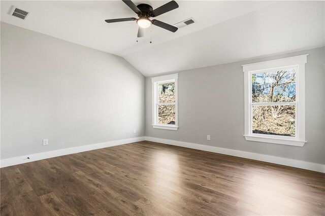 unfurnished room featuring hardwood / wood-style flooring and ceiling fan