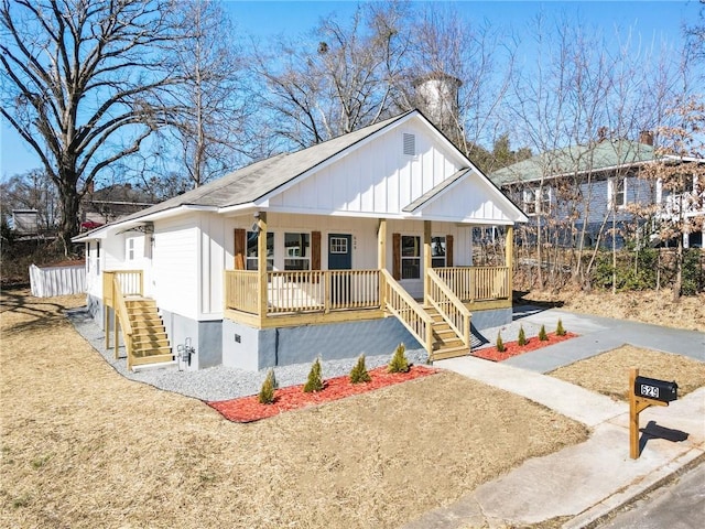 view of front of property with a porch and board and batten siding