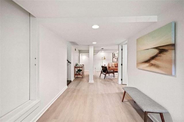 hall featuring light hardwood / wood-style flooring