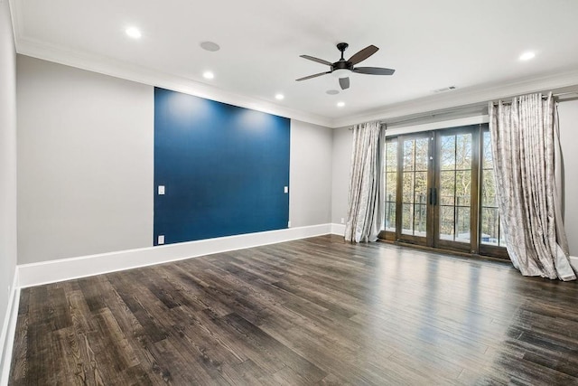6225 Random Winds Blf, Gainesville, GA 30506 - unfurnished room featuring ornamental molding, a ceiling fan, wood finished floors, and recessed lighting