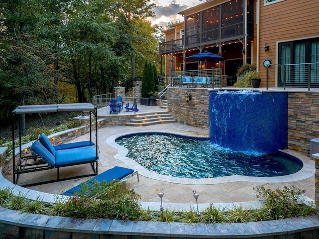 6225 Random Winds Blf, Gainesville, GA 30506 - pool at dusk featuring a patio area