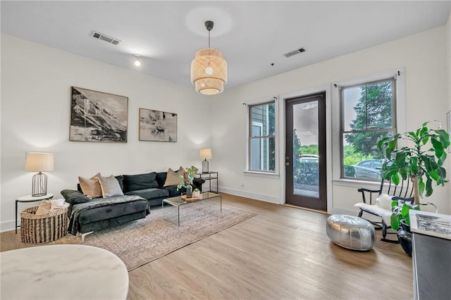 living room featuring light hardwood / wood-style flooring