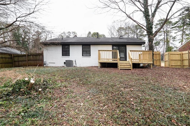2945 Catalina Dr, Decatur, GA 30032 - rear view of house with fence private yard, brick siding, and a deck