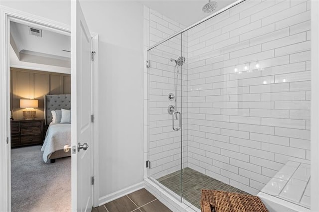 1098 Caruso Dr, Buford, GA 30518 - ensuite bathroom featuring a shower stall, baseboards, ensuite bath, and visible vents