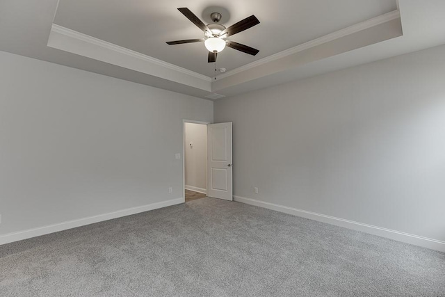 223 Montview Dr, Jefferson, GA 30549 - carpeted empty room featuring a tray ceiling, crown molding, and ceiling fan