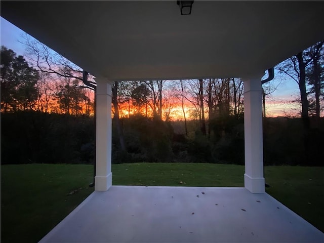 223 Montview Dr, Jefferson, GA 30549 - patio terrace at dusk with a lawn