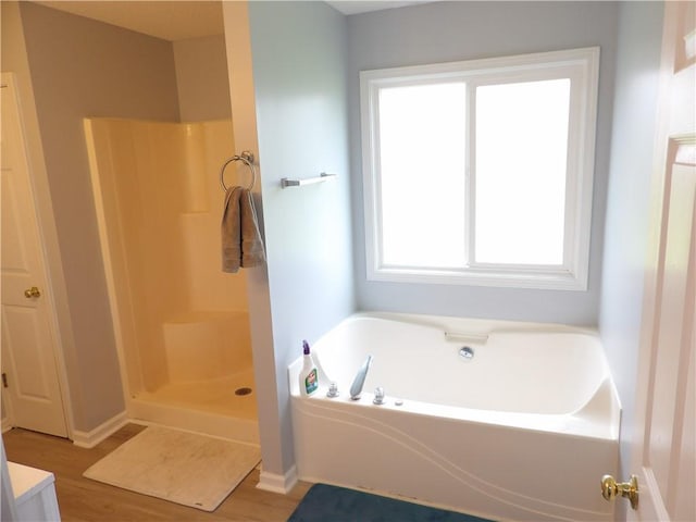 18 Greenmont Ct SW, Cartersville, GA 30120 - full bath featuring wood finished floors, a garden tub, baseboards, and a shower