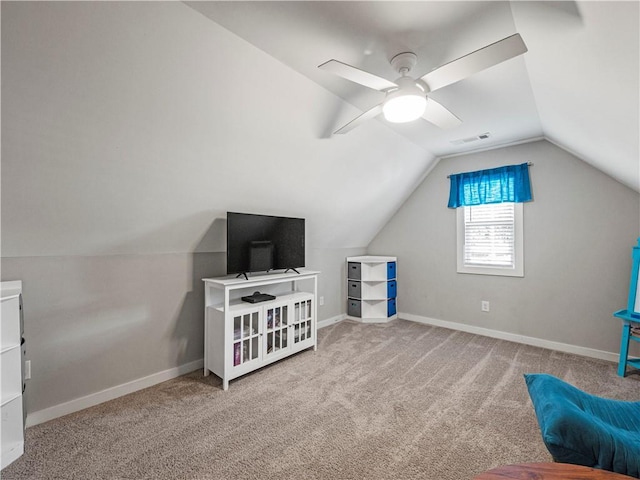 224 Blackthorn Rd, Colbert, GA 30628 - additional living space featuring vaulted ceiling, carpet flooring, and ceiling fan