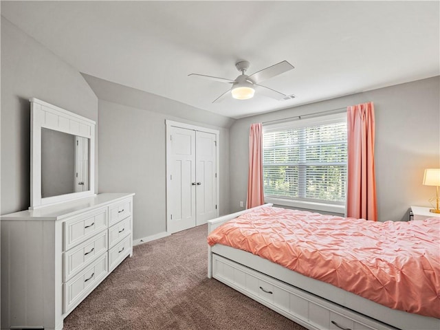 224 Blackthorn Rd, Colbert, GA 30628 - bedroom featuring dark colored carpet, a ceiling fan, and a closet