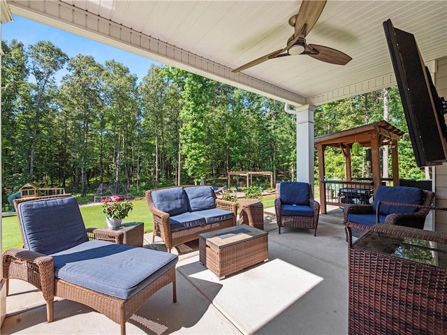 224 Blackthorn Rd, Colbert, GA 30628 - view of patio featuring an outdoor living space and a ceiling fan