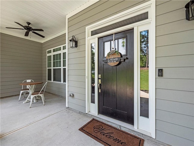 224 Blackthorn Rd, Colbert, GA 30628 - view of exterior entry featuring a ceiling fan and covered porch