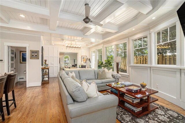1634 Lenox Rd NE, Atlanta, GA 30306 - sunroom / solarium featuring an inviting chandelier, visible vents, beamed ceiling, and coffered ceiling