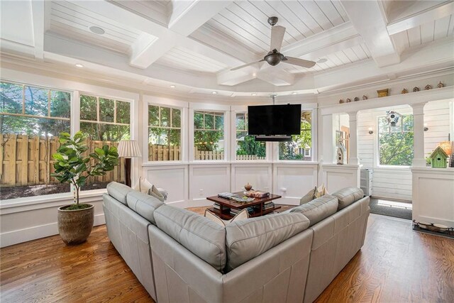 1634 Lenox Rd NE, Atlanta, GA 30306 - sunroom featuring coffered ceiling, beam ceiling, and plenty of natural light