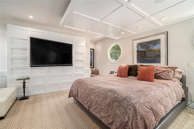 1634 Lenox Rd NE, Atlanta, GA 30306 - bedroom featuring recessed lighting, coffered ceiling, and light carpet