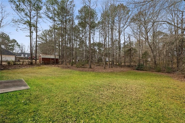 view of yard featuring an outdoor structure