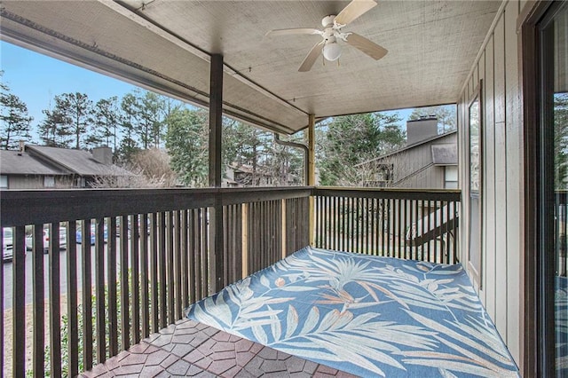 deck featuring ceiling fan