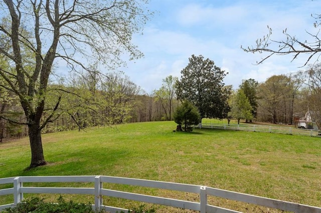 view of yard with a rural view