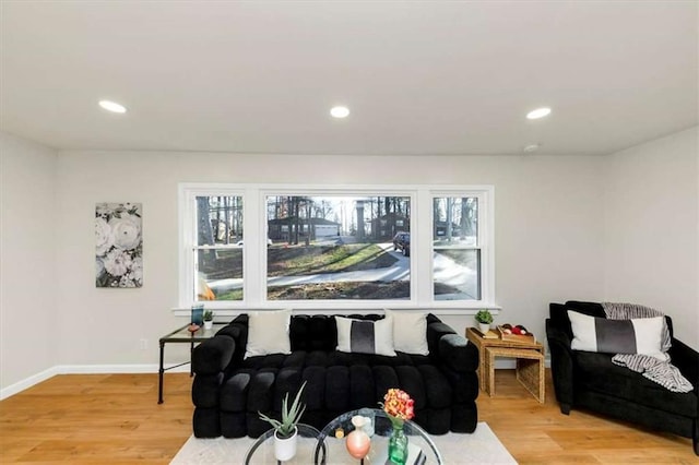 living room with light wood-type flooring