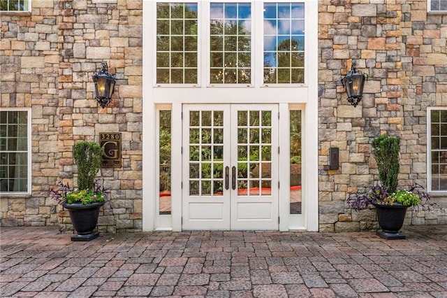 property entrance with french doors