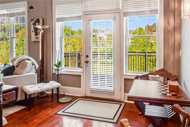 doorway to outside with hardwood / wood-style floors