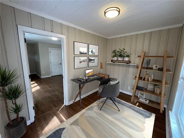 1929 Hazelwood Dr SE, Marietta, GA 30067 - office area with ornamental molding and wood finished floors