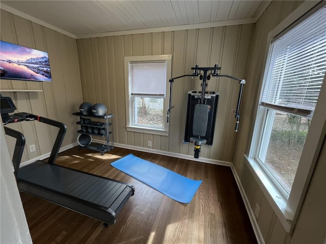 1929 Hazelwood Dr SE, Marietta, GA 30067 - exercise area featuring plenty of natural light, wood finished floors, and ornamental molding