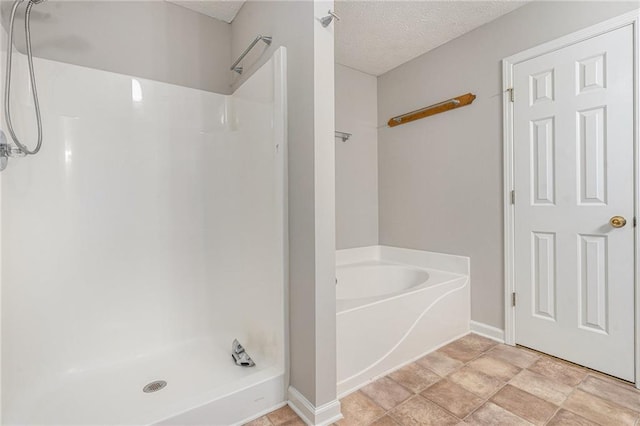 350 Dailey Mill Rd, Mcdonough, GA 30253 - bathroom with a shower, a bath, and a textured ceiling