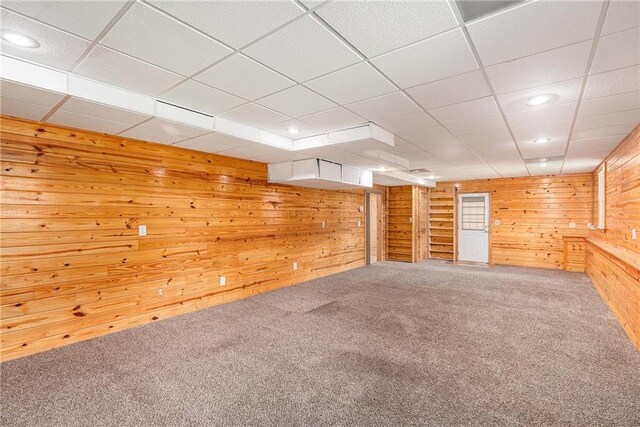 350 Dailey Mill Rd, Mcdonough, GA 30253 - finished basement with wooden walls, carpet floors, recessed lighting, and a drop ceiling
