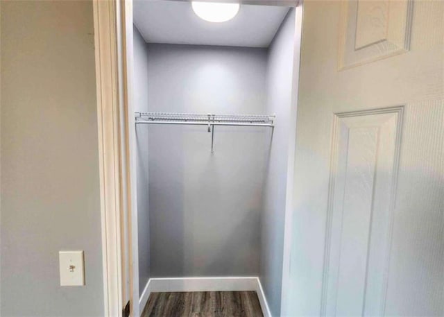 walk in closet featuring dark wood-type flooring