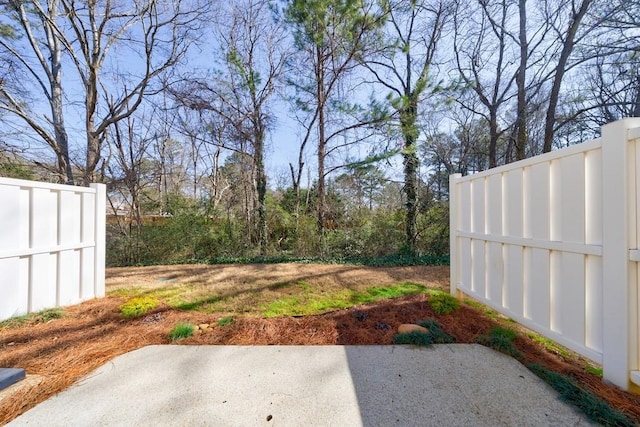 view of yard with a patio and fence