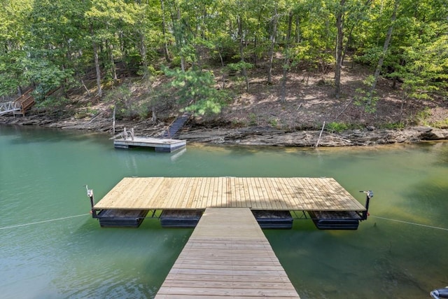 view of dock featuring a water view