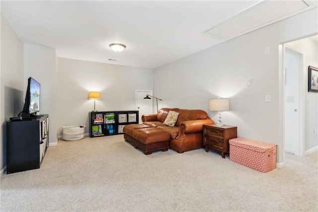 4020 Huron Dr, Cumming, GA 30028 - carpeted living area featuring attic access