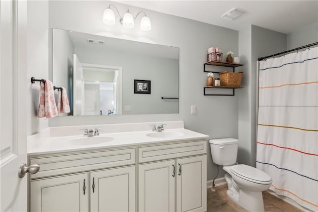 4020 Huron Dr, Cumming, GA 30028 - full bath featuring double vanity and curtained shower