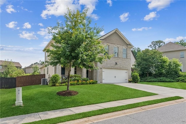4020 Huron Dr, Cumming, GA 30028 - view of front facade with driveway, an attached garage, and brick siding
