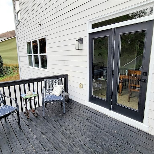 wooden terrace with french doors