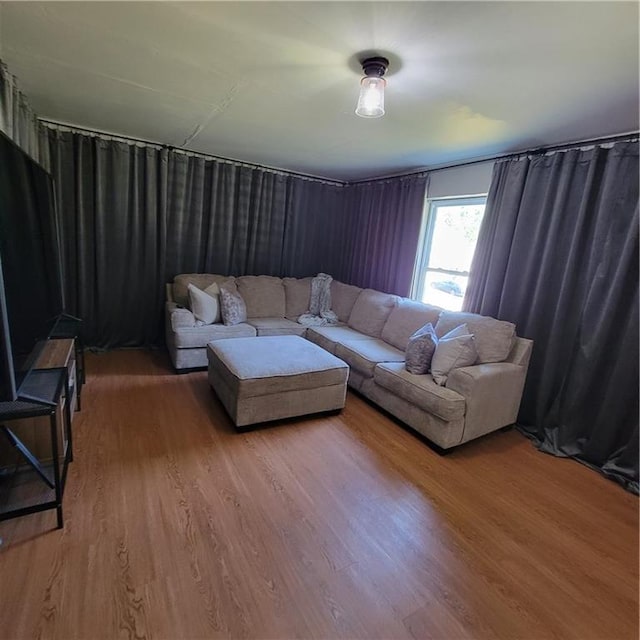 living room with hardwood / wood-style floors