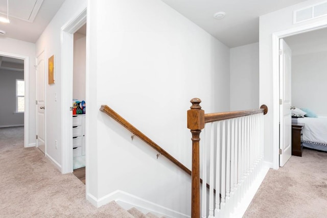 staircase with carpet