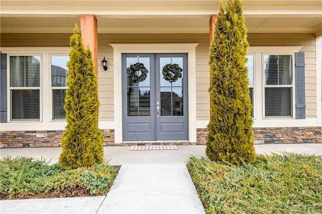 view of exterior entry with french doors