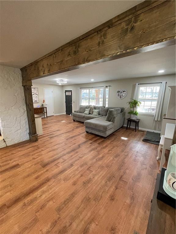 living area featuring wood finished floors