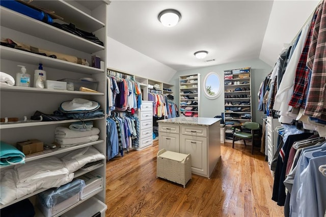 4645 Manor Dr, Gainesville, GA 30506 - walk in closet with light wood-style floors and lofted ceiling