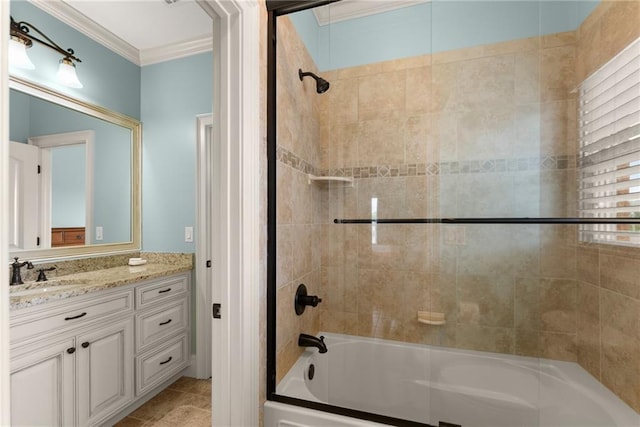 4645 Manor Dr, Gainesville, GA 30506 - bathroom featuring ornamental molding, vanity, and bathing tub / shower combination
