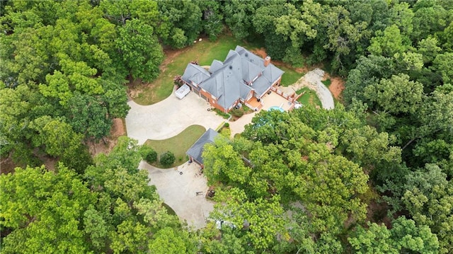 drone / aerial view with a forest view