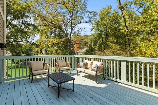 deck featuring an outdoor living space