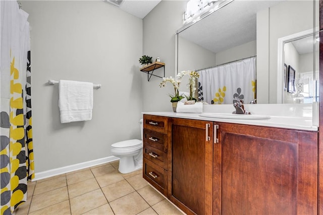 bathroom with tile patterned floors, toilet, and vanity