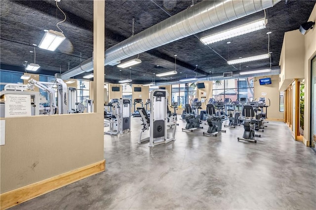 workout area featuring a wealth of natural light