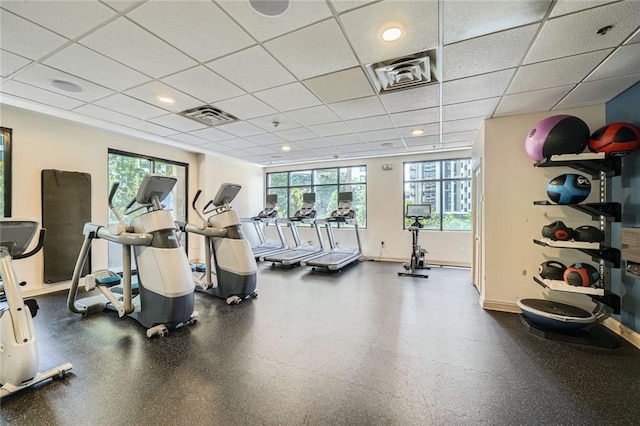 3481 Lakeside Dr NE Unit 1107, Atlanta, GA 30326 - gym with a paneled ceiling and baseboards